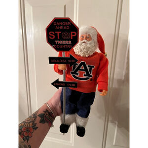 Santa's Workshop Auburn Tigers Holiday Decorative Santa Orange Blue